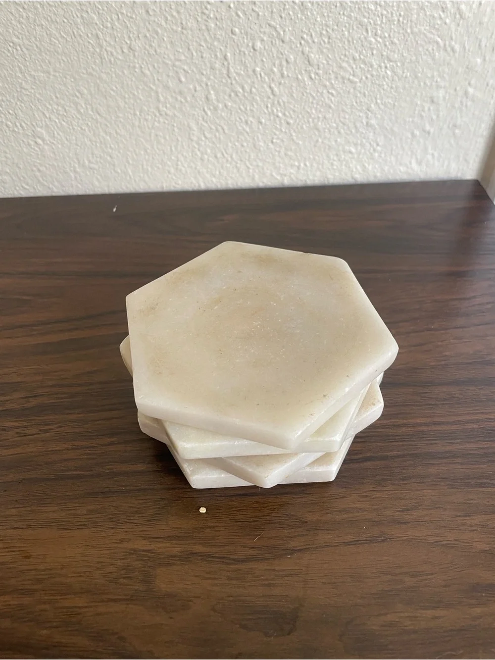 Hexagon White Marble Coasters